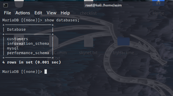 MySQL show databases