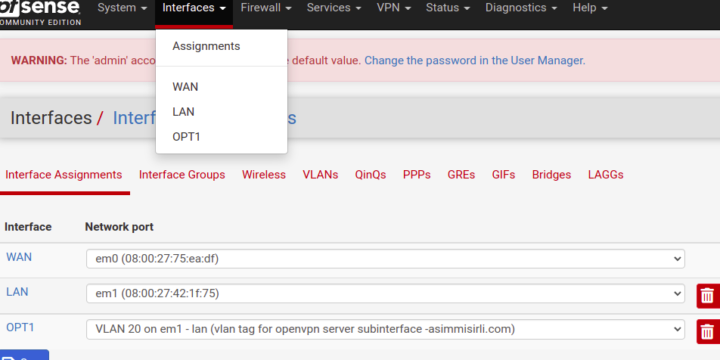 Pfsense Üzerinde Vlan Oluşturmak